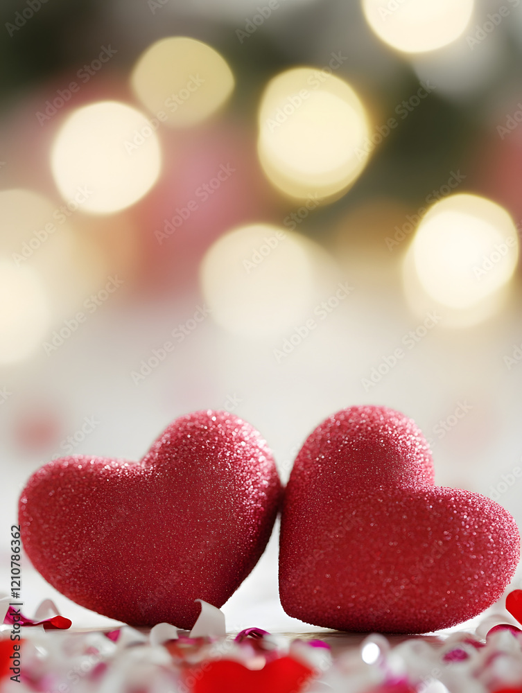 Romantic Sparkling Pink Heart Ornaments for Valentines Day Celebration : Generative AI Romantic Sparkling Pink Heart Ornaments for Valentines Day Celebration : Generative AI