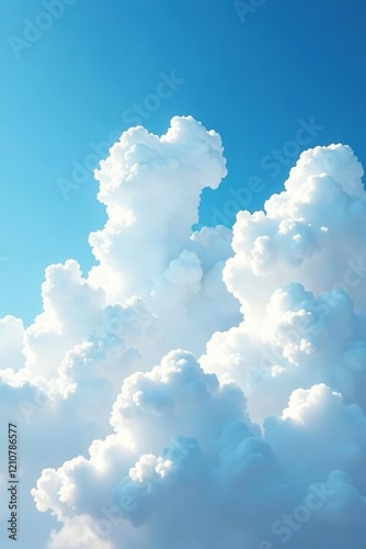 Fototapeta Naklejka Na Ścianę i Meble -  Dreamy white clouds merge with a light blue sky, clouds, sky