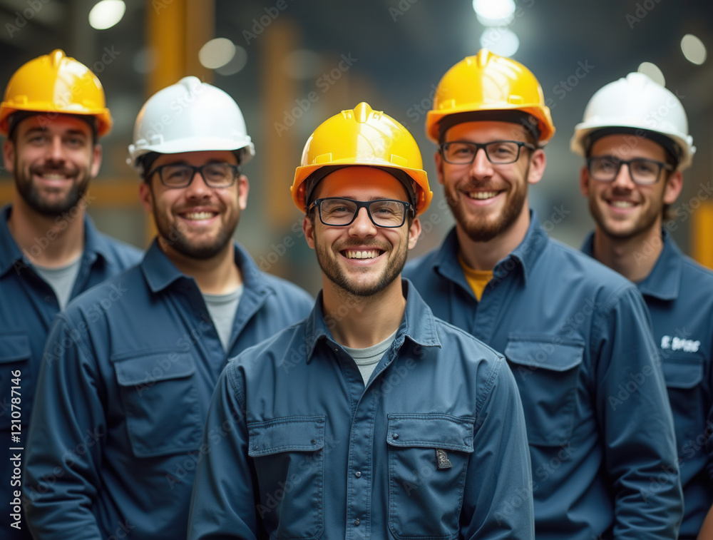 Portrait of factory workers in protective gear Portrait of factory workers in protective gear