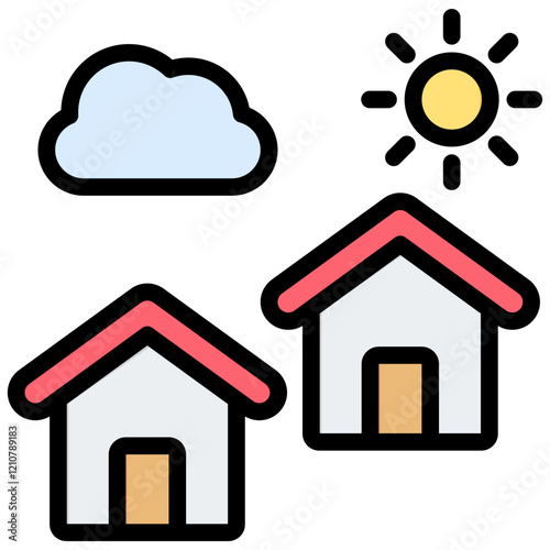 Suburb Outline Color Icon