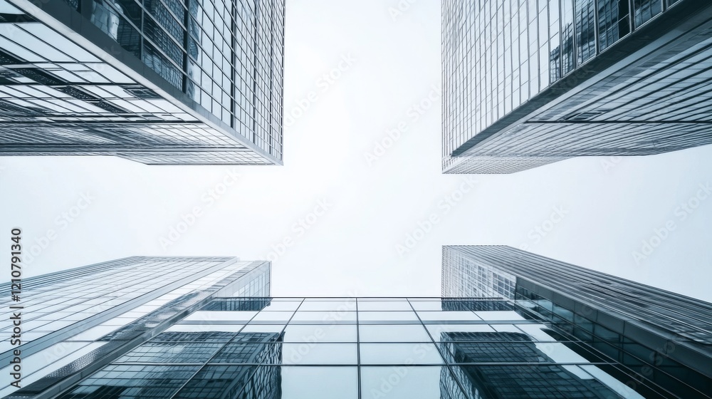 Fototapeta premium Modern Skyscrapers Reaching for the Sky: Urban Architectural Masterpiece