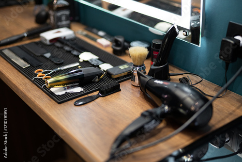 professional tools of a barber in a men's barbershop