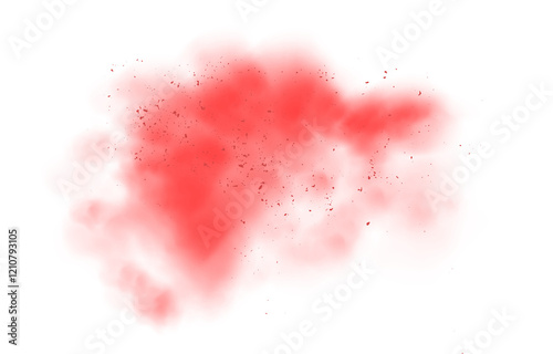 Magic red smoke background. Fantastic smoke with glitters. Fog with tiny particles. Stardust vapors. Smog cloud on podium or stage. Fog vapor over ground or water surface, magic haze.