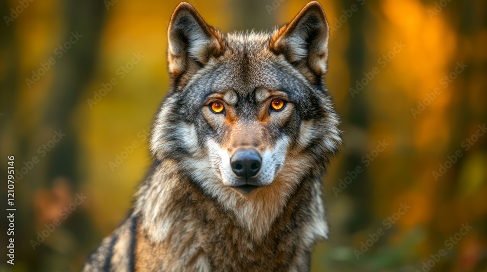 Portrait of a wolf with glowing amber eyes, forest background, mysterious and powerful, realistic fur texture, high detail Portrait of a wolf with glowing amber eyes, forest background, mysterious and powerful, realistic fur texture, high detail