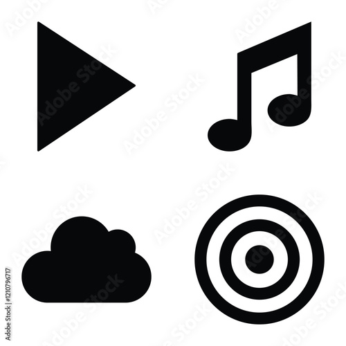 Simple Shapes Flat Icon Set Isolated On White Background