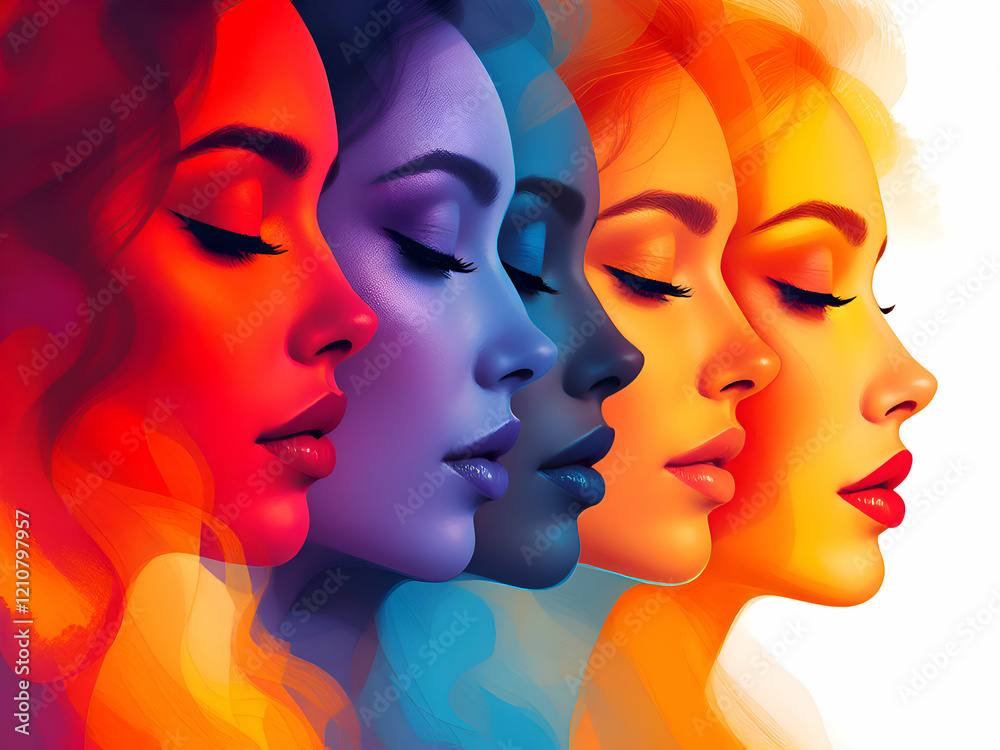 Colorful illustration of a group of women. International Women's Day concept Colorful illustration of a group of women. International Women's Day concept