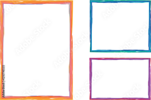 bright colors pencil drawing frames set