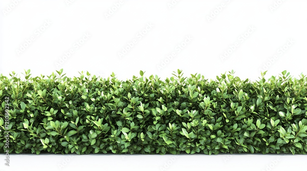 Row of lush green bushes, soft natural light, peaceful and inviting, highly detailed, vibrant and calm, clean white background, tranquil and serene atmosphere Row of lush green bushes, soft natural light, peaceful and inviting, highly detailed, vibrant and calm, clean white background, tranquil and serene atmosphere