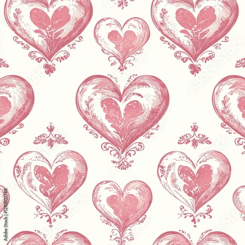 Elegant Lace Hearts Seamless Pattern for Romantic Designs and Backgrounds