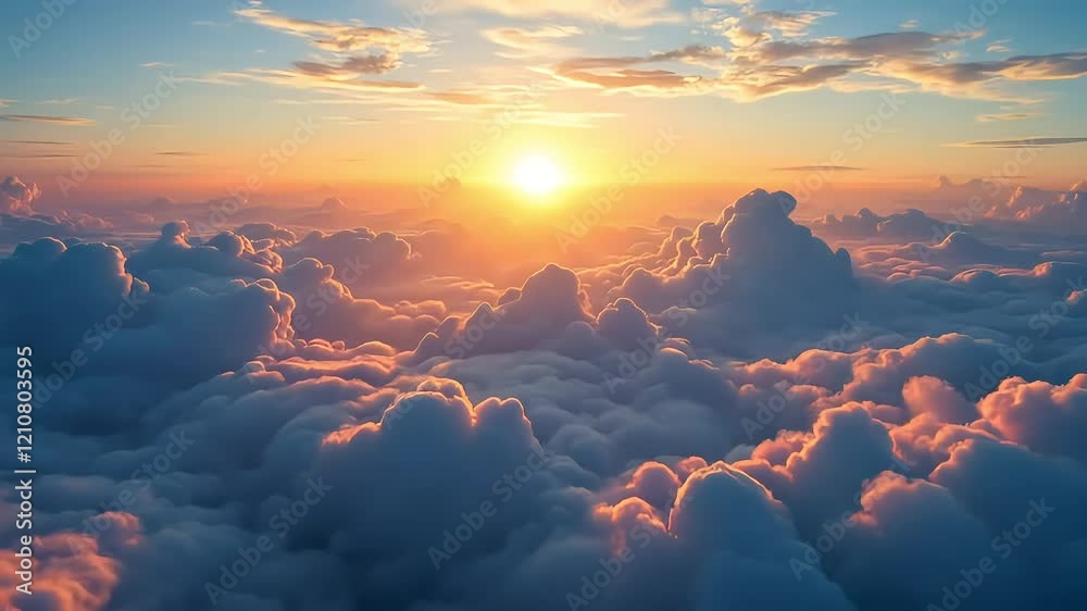 Stunning Sunset Above Cloudscape Aerial View