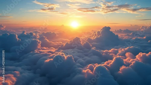 Stunning Sunset Above Cloudscape Aerial View