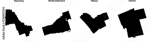 Nipissing, Northumberland, Ottawa, Oxford outline maps