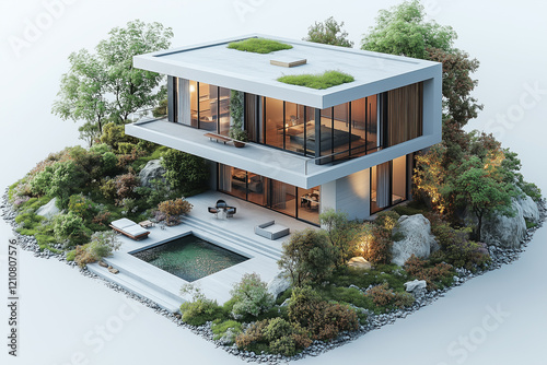 Obraz na płótnie Modern minimalist house isolated on a white background w salonie