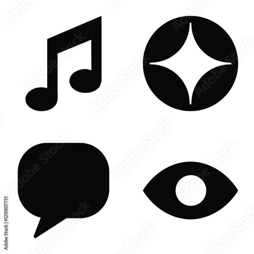 Simple Shapes Flat Icon Set Isolated On White Background