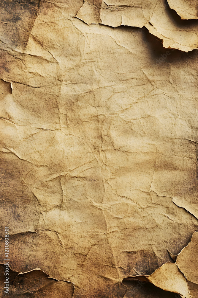 Fototapeta premium Vintage Aged Paper Texture with Unique Wrinkles and Creases for Artistic Background : Generative AI