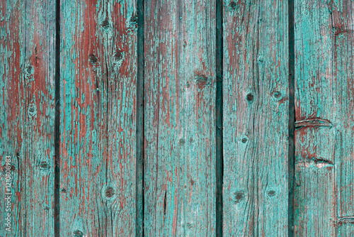 old wood background with scratched painted planks 