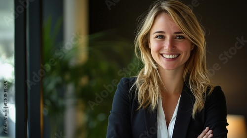 Female professional smiling in a corporate setting, hopeful for upcoming job opportunities Free Download Female professional smiling in a corporate setting, hopeful for upcoming job opportunities - GFXLoad