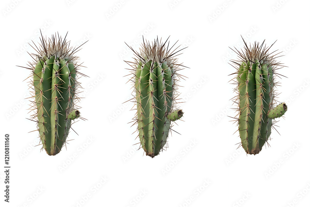 Naklejka premium Set of cacti, white background