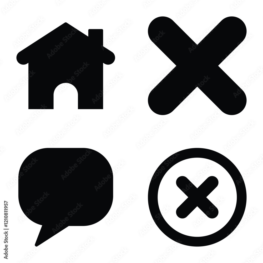 Obraz premium Simple Shapes Flat Icon Set Isolated On White Background