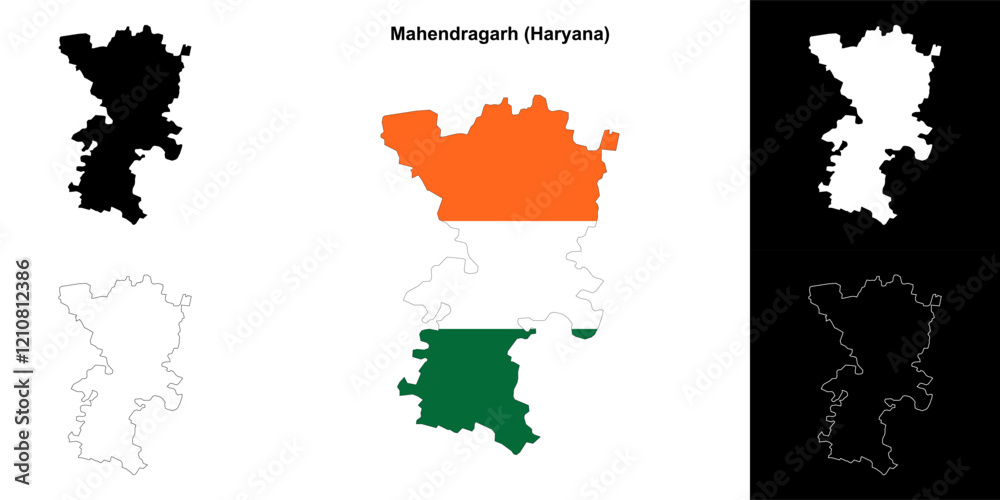 Fototapeta premium Mahendragarh district (Haryana) outline map set