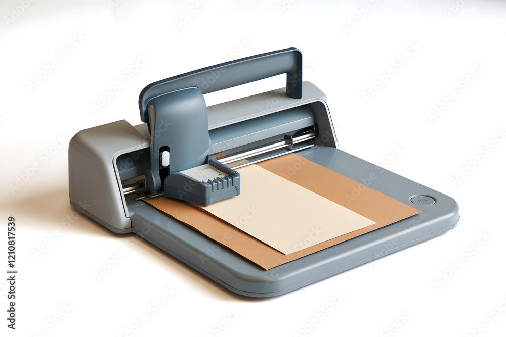 A 3D rendering of paper cutter isolated on white background PNG used for office work A 3D rendering of paper cutter isolated on white background PNG used for office work
