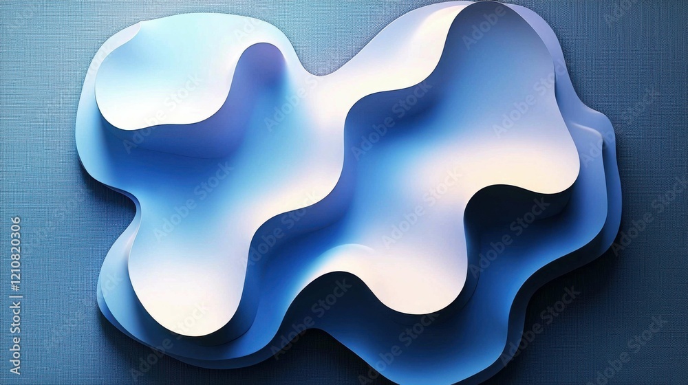 An elegant, curvy abstract piece in blue and white, showcasing a modern design that embodies a futuristic aesthetic. An elegant, curvy abstract piece in blue and white, showcasing a modern design that embodies a futuristic aesthetic.