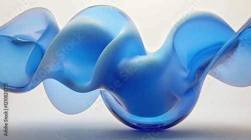 This image showcases elegant blue abstract waves composed of translucent material, creating a sense of movement and fluidity.