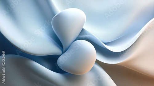 This image features smooth, abstract shapes in gentle blue and beige hues, creating an elegant, modern feel with flowing textures.