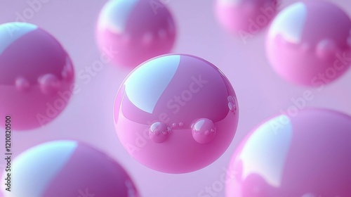 A collection of glossy pink spheres on a soft pink background, creating an elegant and modern abstract design that appears to be floating.