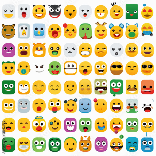 Diverse Emotions: A collection of various emoticons, each with its unique facial expression, symbolizing a wide array of human emotions.