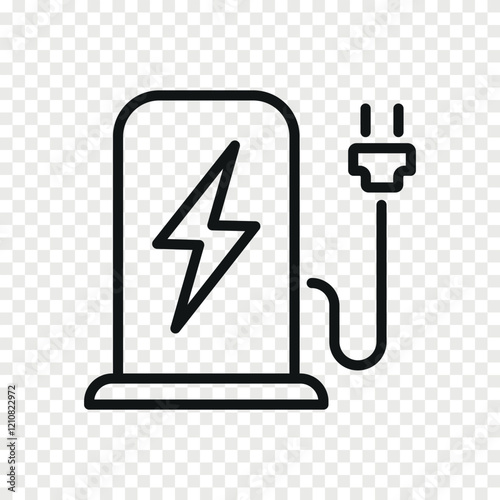 Electric vehicles charging point line icon