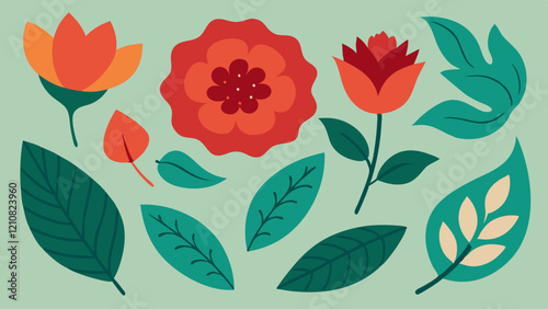 Seamless floral pattern with tulips and leaves for decoration and textile