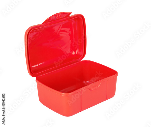 Plastic lunch box isolated on white