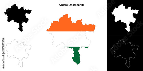 Chatra district (Jharkhand) outline map set
