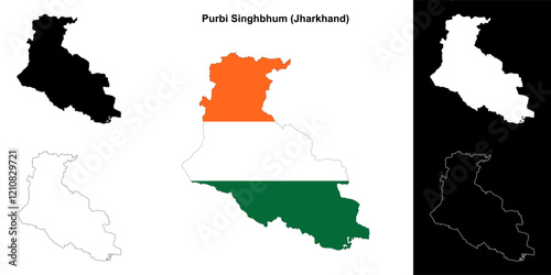 Purbi Singhbhum district (Jharkhand) outline map set