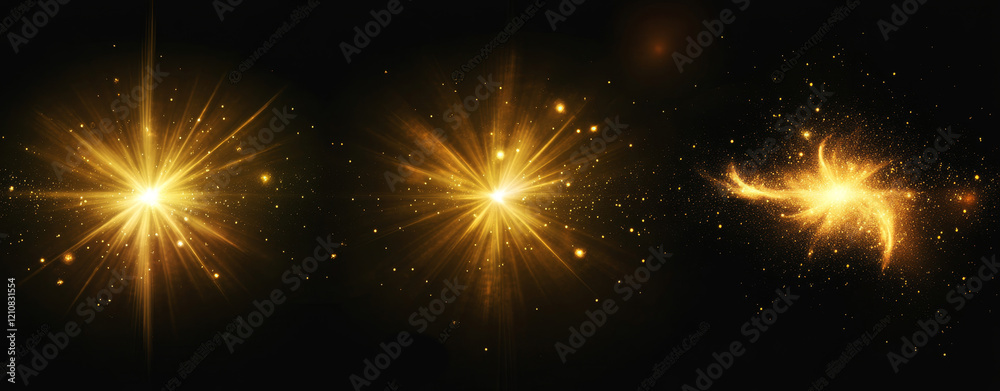 Fototapeta premium Radiant and stunning Golden Starburst Effects accompanied by a beautiful Sparkling Glow for various Creative Projects