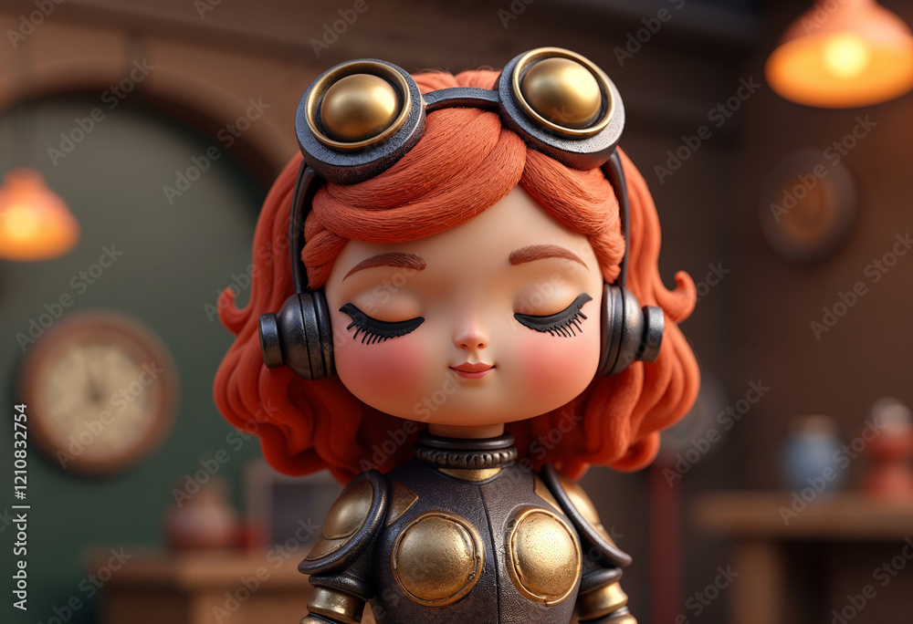 Steampunk Girl Character, Victorian Tech 3D Portrait Illustration Steampunk Girl Character, Victorian Tech 3D Portrait Illustration
