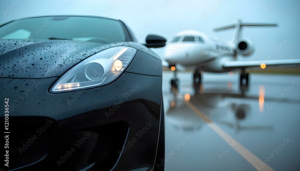Private car parked at the airport arrivals area, offering seamless and convenient pickup Private car parked at the airport arrivals area, offering seamless and convenient pickup