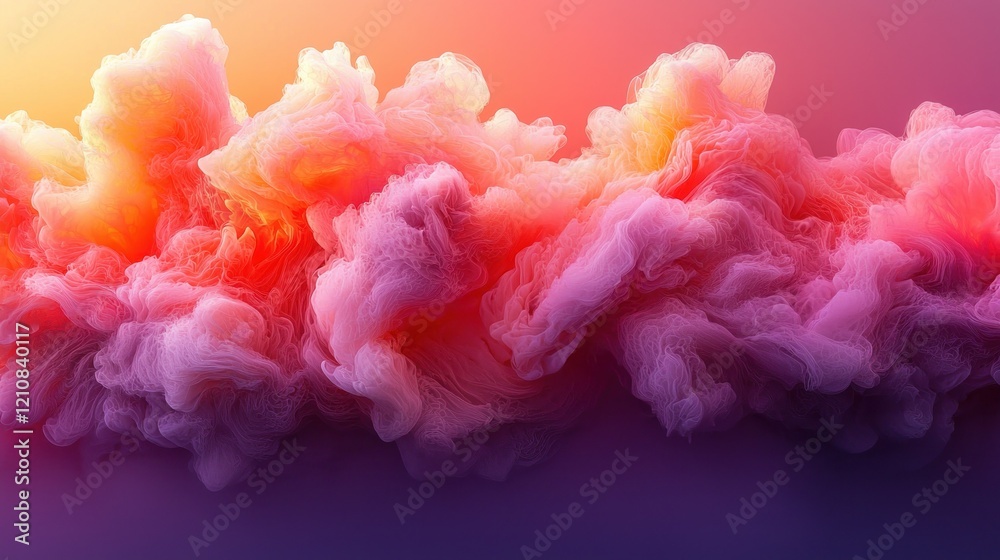 Fototapeta premium Pink, orange smoke swirls sunset backdrop design