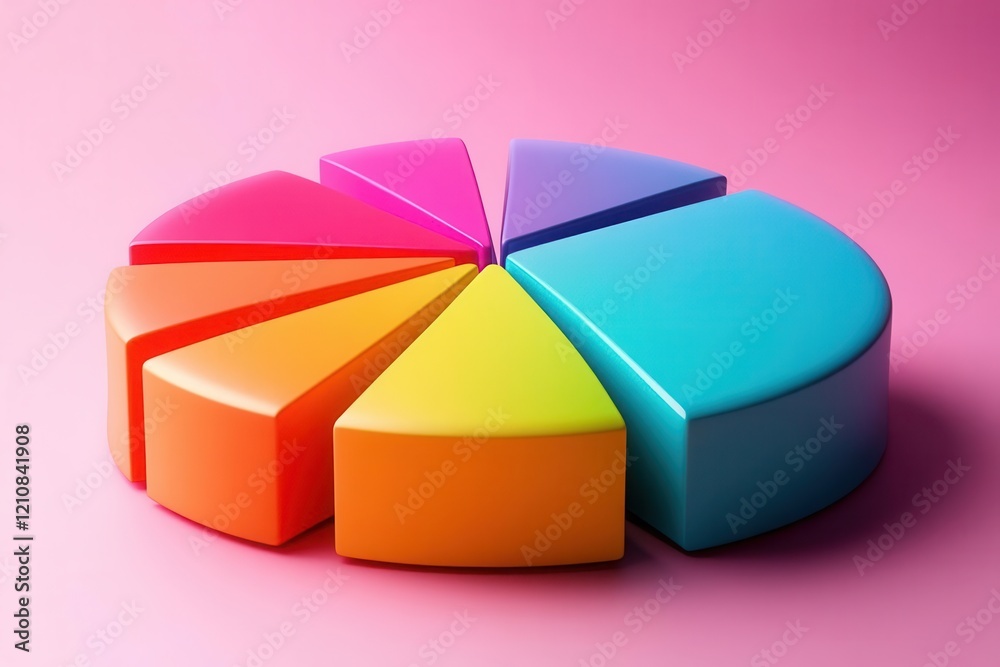 Obraz premium colorful pie chart displayed against a soft pastel background representing data visualization in a modern and engaging style effectively conveying information in a visually appealing manner