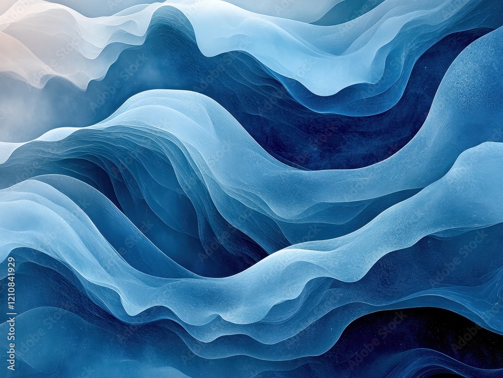 Obraz premium Abstract waves in shades of blue, evoking movement and fluidity.