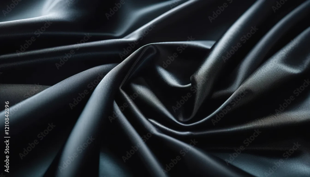 Fototapeta premium Black draped satin as a background.