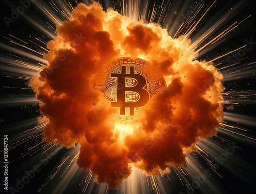 Bitcoin explodes, Bitcoin crash, cryptocurrency market crisis.