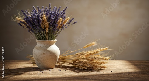 A soft lavender and wheat composition, ideal for adding serenity to living spaces.
 photo