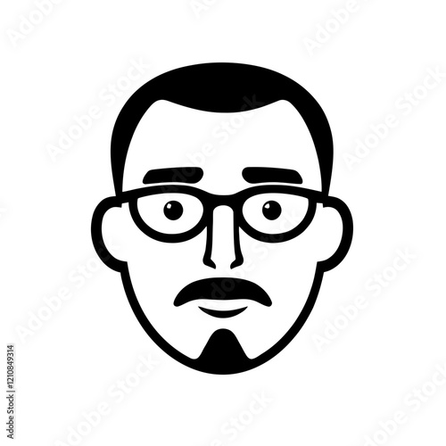 Modern Professional Man with Glasses and Goatee in Cartoonish Style
