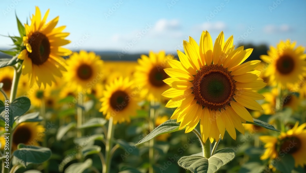 A vibrant field of sunflowers under a clear blue sky, perfect for nature and summer-themed projects. Ideal for backgrounds, prints, or web design. A vibrant field of sunflowers under a clear blue sky, perfect for nature and summer-themed projects. Ideal for backgrounds, prints, or web design.