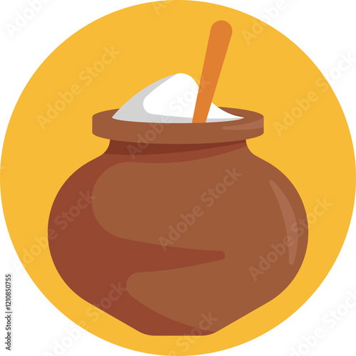 A simple illustration of a bowl filled with creamy white curd, often garnished with green herbs, representing the quintessential dairy product in Indian cuisine.