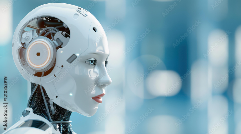 A stunning young female cyborg, blending technology and beauty, set against a mesmerizing blurred backdrop. A stunning young female cyborg, blending technology and beauty, set against a mesmerizing blurred backdrop.
