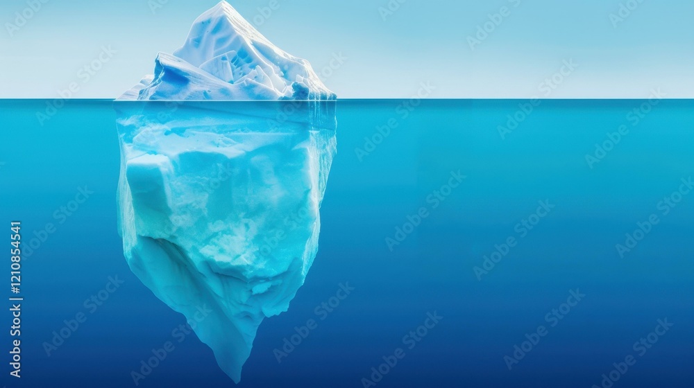 Obraz premium Visualize the contrast between seen and unseen in this vivid iceberg image, representing the hidden depths below the surface.