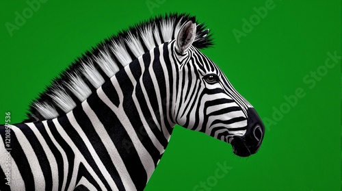 zebra on green background